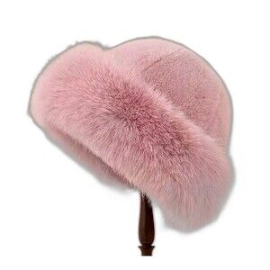 Mongolian Plush Faux Fur Pink Hat